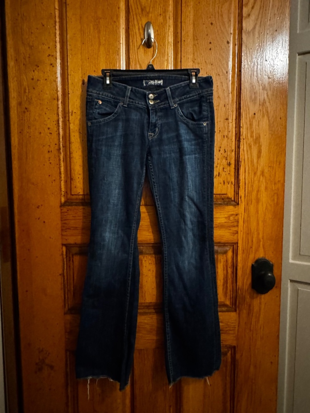 Hudson Jeans Signature Bootcut Raw Hem Flap Pocket Stretch Denim Size 27